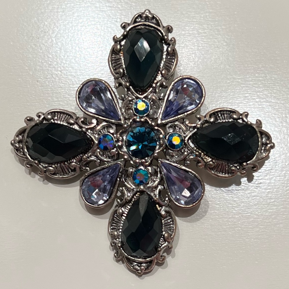 Blue Crystal Brooch Pin